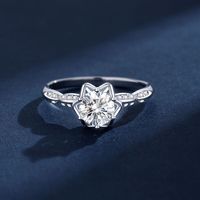 Classic Style Flower Sterling Silver Inlay Moissanite Rings main image 1