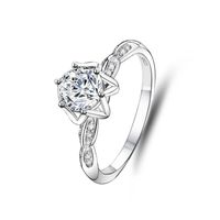 Classic Style Flower Sterling Silver Inlay Moissanite Rings main image 5