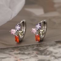 1 Paire Style Simple Commuer Traverser Placage Incruster Le Cuivre Zircon Plaqué Or 18k Boucles D'oreilles Cerceau main image 4