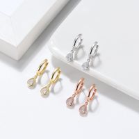 1 Pair Simple Style Geometric Water Droplets Polishing Plating Inlay Sterling Silver Zircon 14k Gold Plated Silver Plated Drop Earrings main image 1