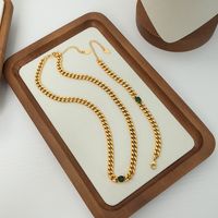 Retro Luxurious Lady Geometric Titanium Steel Plating Inlay Zircon 18k Gold Plated Bracelets Necklace main image 3