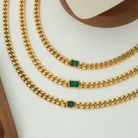 Retro Luxurious Lady Geometric Titanium Steel Plating Inlay Zircon 18k Gold Plated Bracelets Necklace main image 6