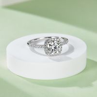 Simple Style Commute Solid Color Sterling Silver Diamond Moissanite White Gold Plated Rings main image 4