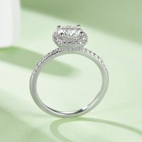 Simple Style Commute Solid Color Sterling Silver Diamond Moissanite White Gold Plated Rings main image 1