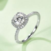 Simple Style Commute Solid Color Sterling Silver Diamond Moissanite White Gold Plated Rings main image 5
