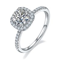 Simple Style Commute Solid Color Sterling Silver Diamond Moissanite White Gold Plated Rings main image 3