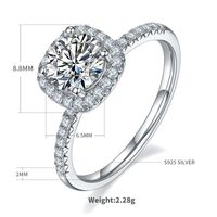 Simple Style Commute Solid Color Sterling Silver Diamond Moissanite White Gold Plated Rings sku image 1