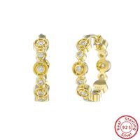 1 Pair Glam Simple Style Circle Round Polishing Plating Inlay Sterling Silver Zircon 14k Gold Plated White Gold Plated Earrings main image 6