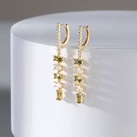 1 Pair Simple Style Square Plating Inlay Sterling Silver Zircon 14k Gold Plated White Gold Plated Drop Earrings main image 2