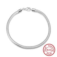 Simple Style Snake Sterling Silver Polishing Plating Chain White Gold Plated Rhodium Plated Silver Plated Bracelets sku image 1