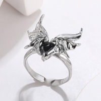 Exaggerated Simple Style Wings Stainless Steel Inlay Zircon Open Rings main image 6