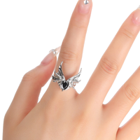 Exaggerated Simple Style Wings Stainless Steel Inlay Zircon Open Rings main image 7
