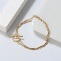Simple Style T Shape Sterling Silver Toggle Plating Chain 14k Gold Plated Silver Plated Bracelets main image 1