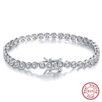 Glam Simple Style Round Round Dots Sterling Silver Plating Inlay Zircon White Gold Plated Rhodium Plated Silver Plated Tennis Bracelet sku image 1