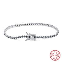 Classic Style Round Sterling Silver Plating Inlay Chain Zircon White Gold Plated Rhodium Plated Silver Plated Tennis Bracelet main image 3