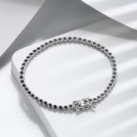 Classic Style Round Sterling Silver Plating Inlay Chain Zircon White Gold Plated Rhodium Plated Silver Plated Tennis Bracelet main image 1
