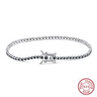 Classic Style Round Sterling Silver Plating Inlay Chain Zircon White Gold Plated Rhodium Plated Silver Plated Tennis Bracelet sku image 5