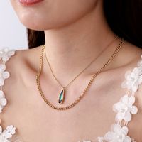 Simple Style Water Droplets Stainless Steel Plating Inlay Zircon 18k Gold Plated Necklace main image 4