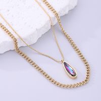 Simple Style Water Droplets Stainless Steel Plating Inlay Zircon 18k Gold Plated Necklace main image 3