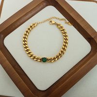 Retro Luxurious Lady Geometric Titanium Steel Plating Inlay Zircon 18k Gold Plated Bracelets Necklace sku image 2