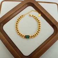 Retro Luxurious Lady Geometric Titanium Steel Plating Inlay Zircon 18k Gold Plated Bracelets Necklace sku image 3