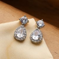 1 Pair Simple Style Commute Geometric Plating Inlay Copper Zircon 18k Gold Plated Drop Earrings main image 3
