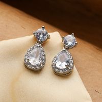 1 Pair Simple Style Commute Geometric Plating Inlay Copper Zircon 18k Gold Plated Drop Earrings sku image 1