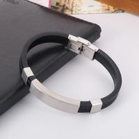 Retro Geometric Stainless Steel Cowhide Braid Men's Bangle main image 2