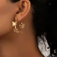 1 Pair Retro Flower Butterfly Plating Alloy Gold Plated Ear Studs main image 6