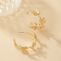 1 Pair Retro Flower Butterfly Plating Alloy Gold Plated Ear Studs main image 4