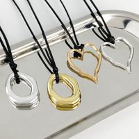 Ig Style Simple Style Classic Style Circle Heart Shape Alloy Leather Rope Polishing Women's Pendant Necklace main image 5