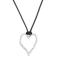 Ig Style Simple Style Classic Style Circle Heart Shape Alloy Leather Rope Polishing Women's Pendant Necklace sku image 1
