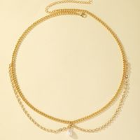 Glam Solid Color Alloy Plating Inlay Rhinestones 14k Gold Plated Women's Waist Chain main image 5
