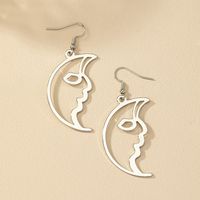 1 Pair Retro Funny Human Face Plating Alloy Gold Plated Drop Earrings main image 9