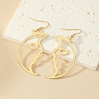 1 Pair Retro Funny Human Face Plating Alloy Gold Plated Drop Earrings main image 6