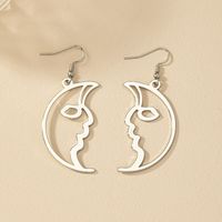 1 Pair Retro Funny Human Face Plating Alloy Gold Plated Drop Earrings main image 7
