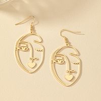 1 Pair Retro Commute Human Face Plating Alloy Gold Plated Drop Earrings main image 7