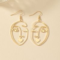 1 Pair Retro Commute Human Face Plating Alloy Gold Plated Drop Earrings main image 2