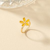 Retro Simple Style Flower Gold Plated Alloy Wholesale Rings main image 5