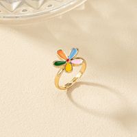 Retro Simple Style Flower Gold Plated Alloy Wholesale Rings main image 1