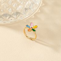 Retro Simple Style Flower Gold Plated Alloy Wholesale Rings main image 4
