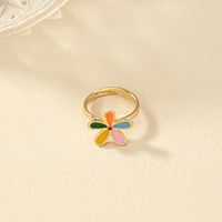 Retro Simple Style Flower Gold Plated Alloy Wholesale Rings sku image 2