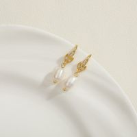 1 Pair Sweet Simple Style Water Droplets Plating Inlay Freshwater Pearl Copper Zircon 14k Gold Plated Ear Hook main image 6