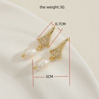 1 Pair Cute Sweet Classic Style Geometric Plating Inlay Freshwater Pearl Copper Zircon 14k Gold Plated Ear Hook main image 5
