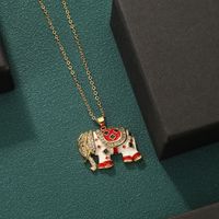 Classic Style Elephant Copper Plating Gold Plated Pendant Necklace main image 5