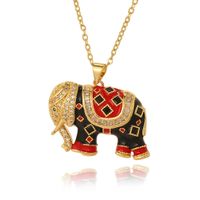 Classic Style Elephant Copper Plating Gold Plated Pendant Necklace main image 2