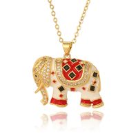 Classic Style Elephant Copper Plating Gold Plated Pendant Necklace sku image 1