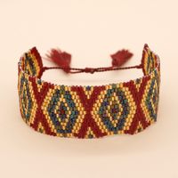 Bohemian Rhombus Seed Bead Rope Knitting Tassel Couple Drawstring Bracelets main image 4