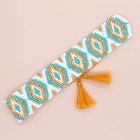 Bohemian Rhombus Seed Bead Rope Knitting Tassel Couple Drawstring Bracelets sku image 4
