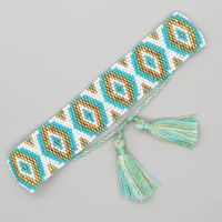 Bohemian Rhombus Seed Bead Rope Knitting Tassel Couple Drawstring Bracelets sku image 16